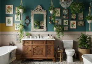 eclectic bathroom, unique personalities