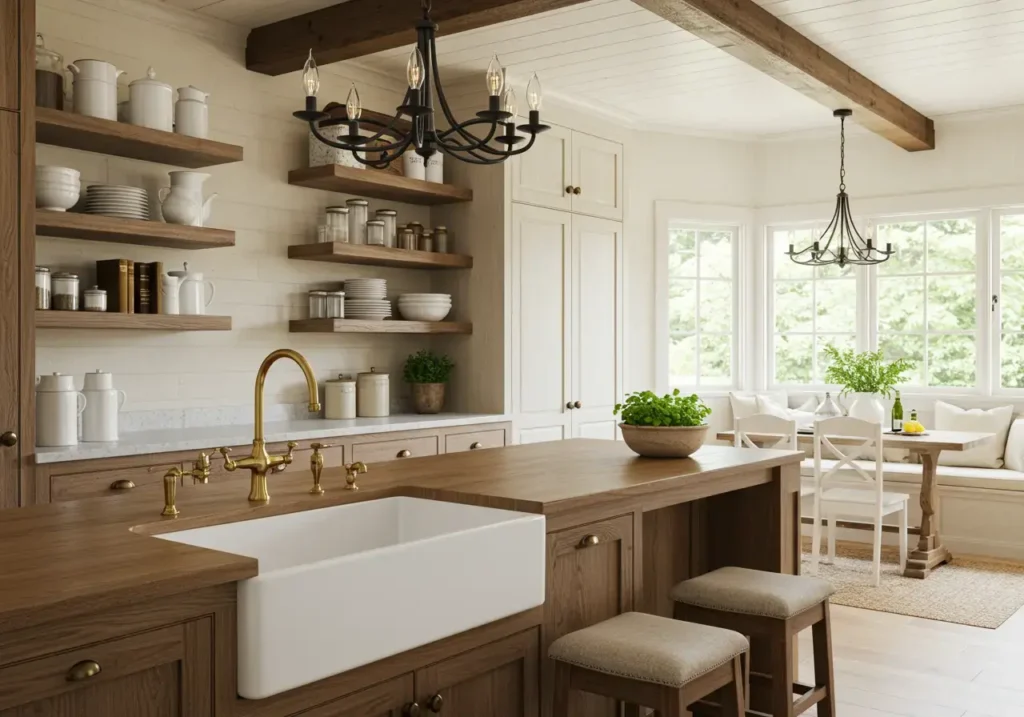 farmhouse kitchen, rustic warmth