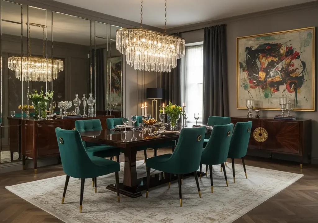 glam dining room, luxurious entertaining