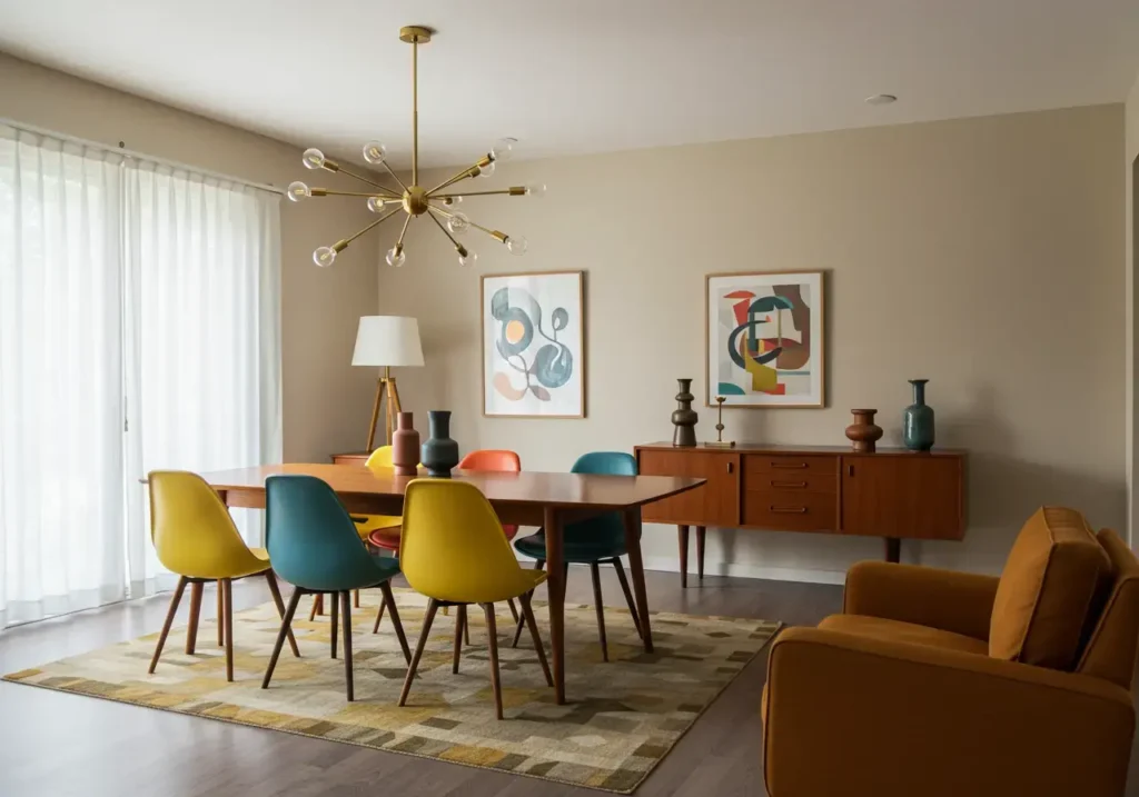 mid-century dining room, mid-century dining