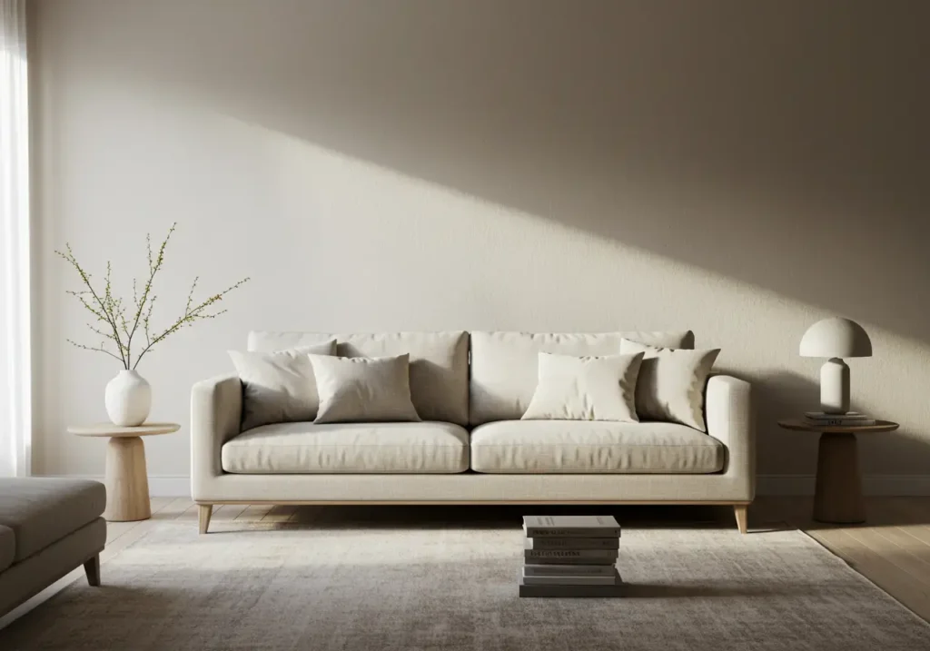 minimalist living room ideas, serene space